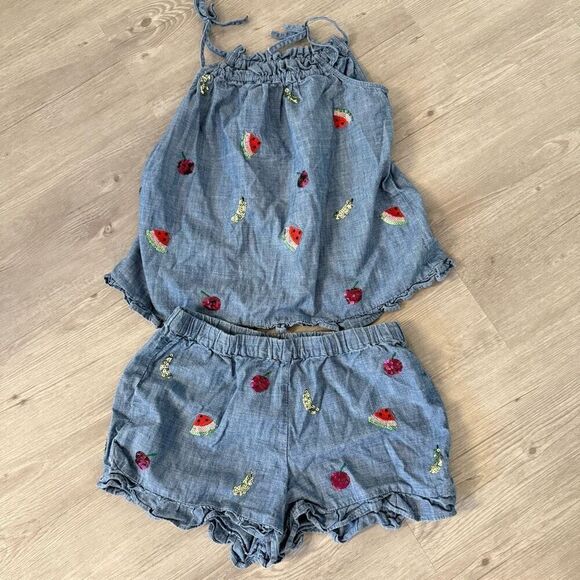 Crewcuts Girls 2 Set Outfit black & white plaid and denim size 12 - Picture 2 of 9